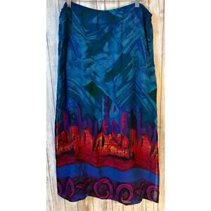 Chico's Blue Abstract‎ Print Maxi Skirt - Size 2 (12)
